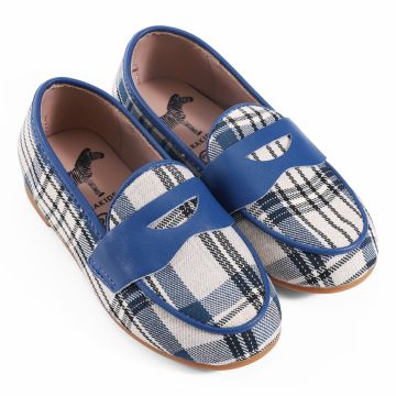 Zeebra Kids Plaid Loafer Navy
