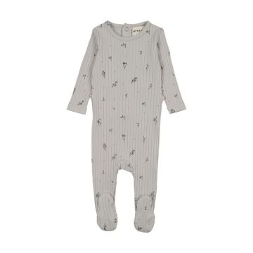 Mema Knits RIB FLORAL PRINT FOOTIE Blue/Blue Floral