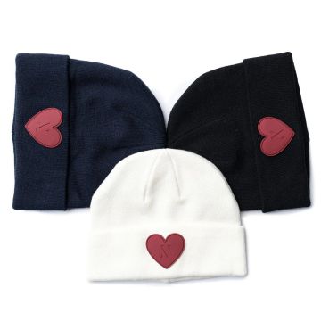 Nicsessories Rubber Heart Kids Cuffed Beanies