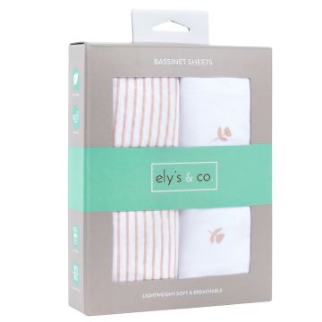 Elys and Co Mauve Tulip Print Cotton Sheets, 2 pack - Bassinet Sheets