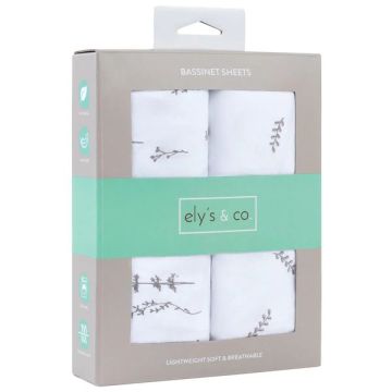 Ely's & Co 2 Pack Bassinet Sheets - Forest Grey Leaf & Floral