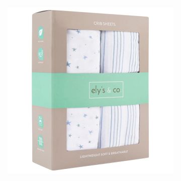Ely & Co Blue Stars Cotton Sheets Crib Sheet