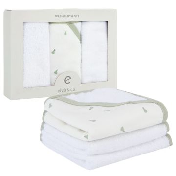Ely And Co Printed Wash Cloth Set Sage Pear