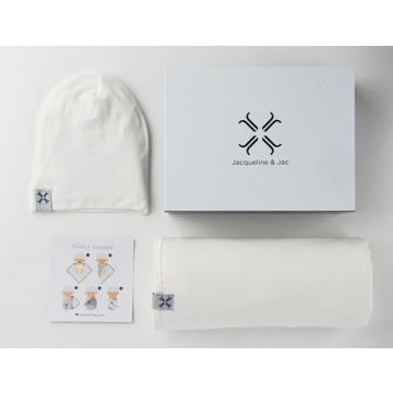 Jacqueline & jac natural beanie and blanket set