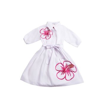 Mode Avent White Dress with Large Hot Pink Flower