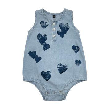 Best Frendz Sponge Heart Romper Chambray