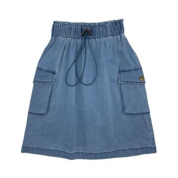 Best Frendz Cotton Pocket Skirt – Midi Length Chambray