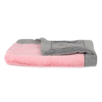 Saranoni Lush Grey Bordered Blanket – Pink 