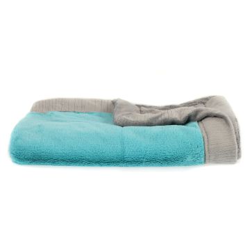 Saranoni Lush Grey Bordered Blanket – Aqua 