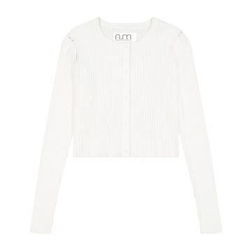 N.M Ribbed Cardi White