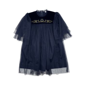 Best Frendz Tulle Scroll Dress Navy