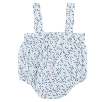 Bondoux Waffle Floral Romper-Blue