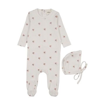 Mema Knits PRINTED SNAP BACK FOOTIE + BONNET