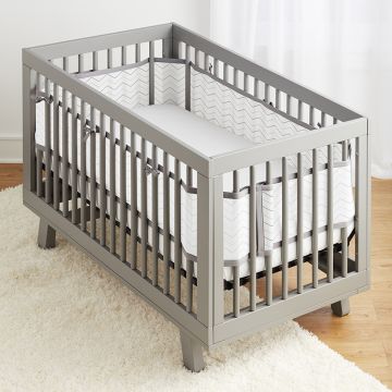 Breathable Classic Mesh Crib Liner – Gray Chevron