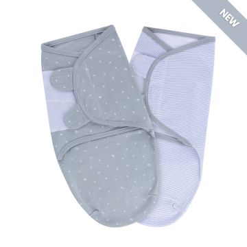 Elys and Co Adjustable Swaddles 2-Pack - Blue Leaf