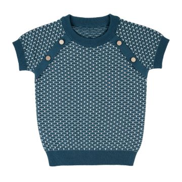 Rompp Brick Knit Short Sleeve Sweater-Dark Blue