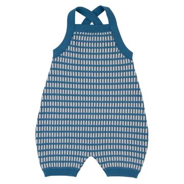 Rompp Windowpane Knit Romper-Blue