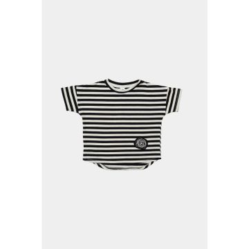 Booso STRIPED ECRU/BLACK TEE