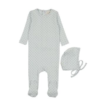 Mema Knits POINTELLE TULIP PRINT FOOTIE + BONNET