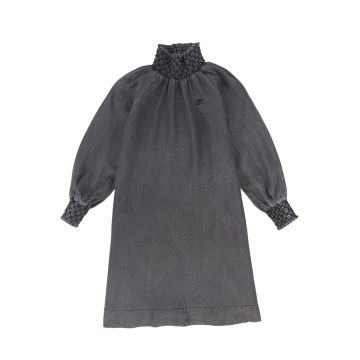 Bamboo Smocked Neck Denim Dress 