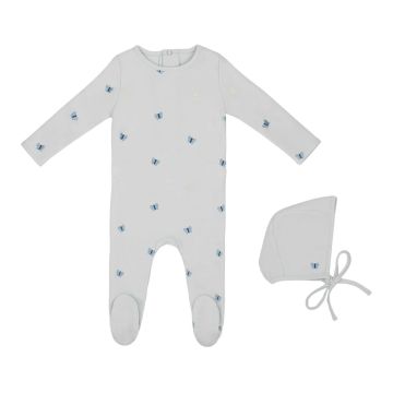 Mini Label Embroidered Leaf Footie and Hat