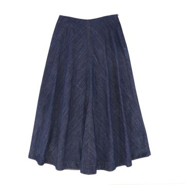 Bamboo Denim Flair Maxi Skirt Light Blue