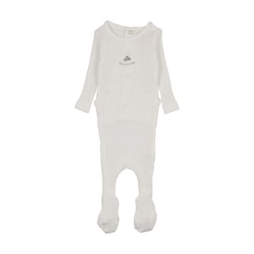 Mema KNits EMBROIDERED TEXTURED FOOTIE