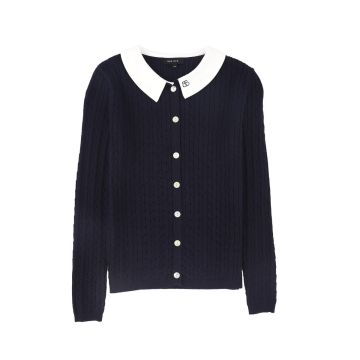 Bamboo Cable Knit Collar Cardigan 
