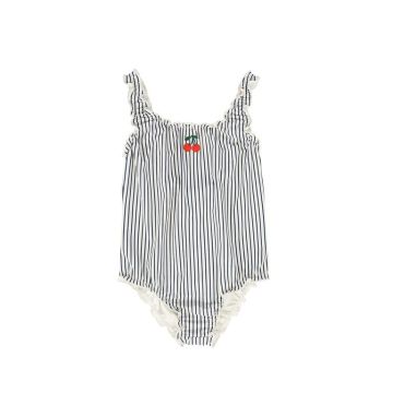 Water Club Gathered Stripe Swimsuit White/Blue