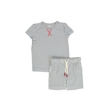 Water Club Thin Striped Shorts Set 