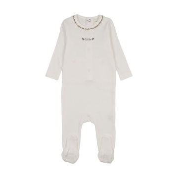 Mema Knits FLORAL EMBROIDERY FOOTIE 