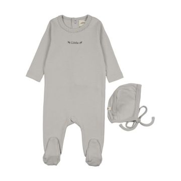 Mema Knits FLORAL EMBROIDERY FOOTIE + BONNET