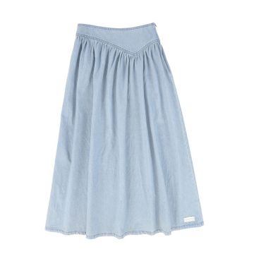 Viva Valentina V Waist Denim Skirt Light Blue Denim