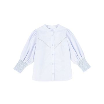 Bamboo Stitched Linen Blouse 