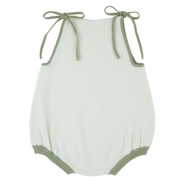 Rompp Green Trim Knit Romper White