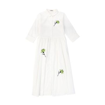 Viva Valentina Embroidered Flower Shirt Dress