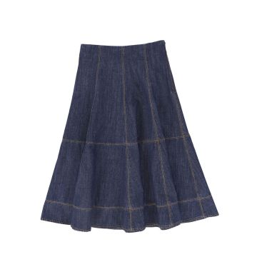 Viva Valentina Denim Seam Paneled Maxi Skirt