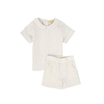 Le Bourdon Linen Piped Collar Set 