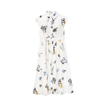 Viva Valentina Poplin Printed Dress White