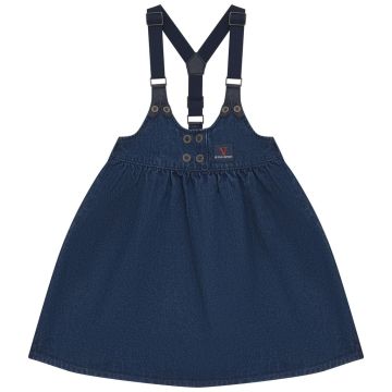 Calla Lili GIRL DRESS WITH SUSPENDERS Denim Blue