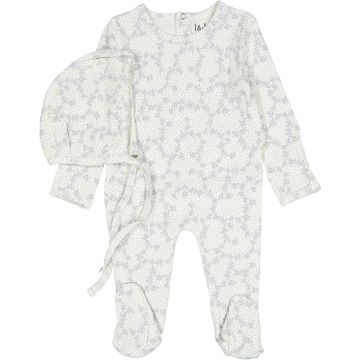 Ladida Blue Vintage Vine Romper + Bonnet Set