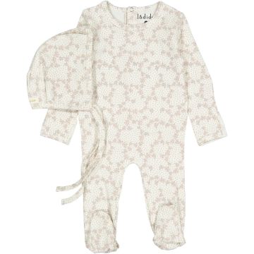 Ladida Pink Vintage Vine Romper + Bonnet Set