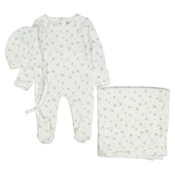 Ladida Peach Rose Footie+ Bonnet+ Blanket
