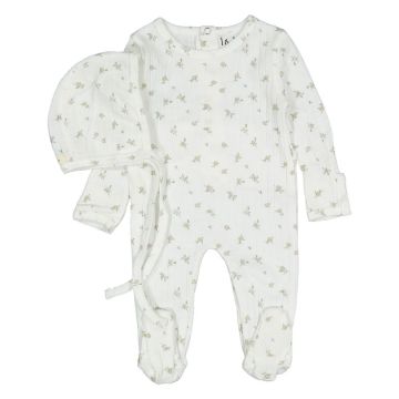 Ladida Peach Rose Footie+ Bonnet