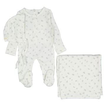 Ladida Slate Rose Footie+ Bonnet+ Blanket