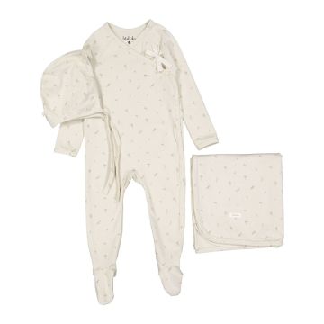 Ladida Tiny Bud Print Wrap Tie Layette Set