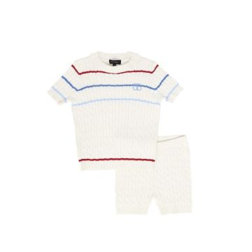 Bamboo Striped Cable Knit Sweater Set