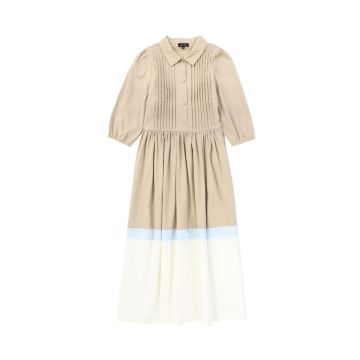 Bamboo Accordian Pleat Collar Midi Dress