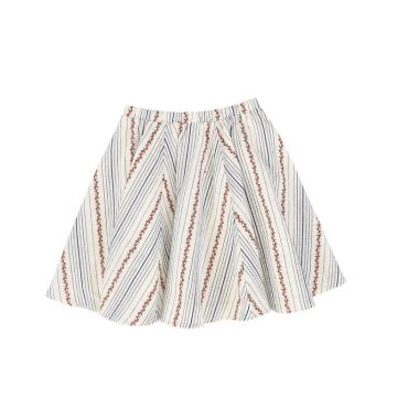 Bamboo Striped Floral Flaired Skirt 