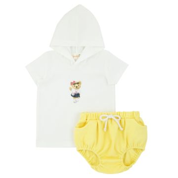 Bondoux Pastel Yellow Girls Short Hoodie Set